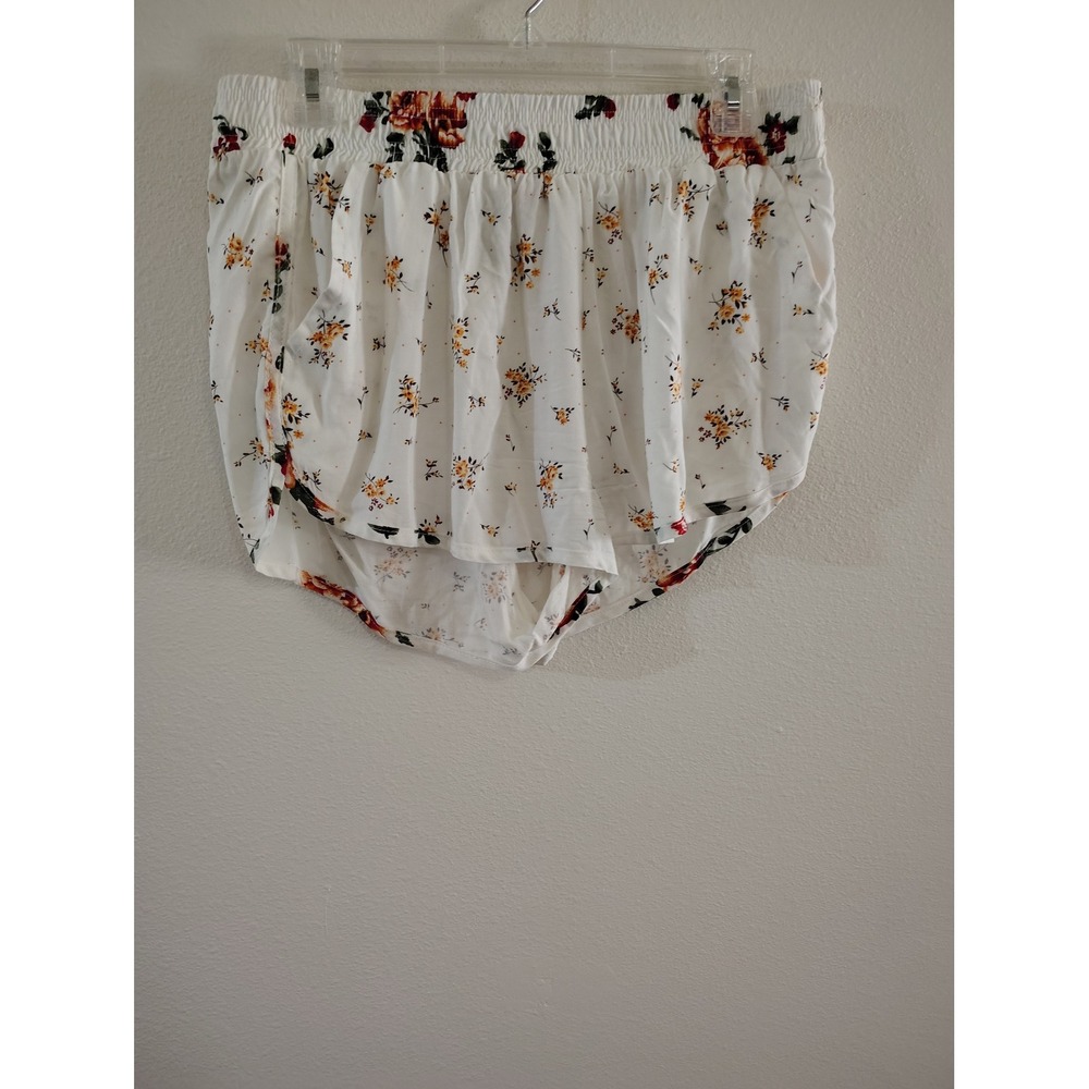Rewash Floral Smocked Waist Shorts White Rayon Boho Summer Womens Large